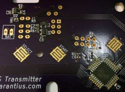 The controller/transmitter board, pasted and assembled.