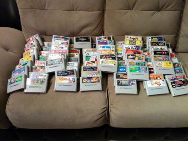 The huge lot of Japanese Super Famicom games that I started with.