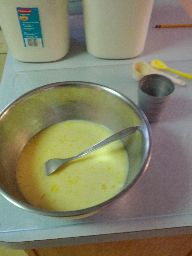 Corn Pudding ( http://goo.gl/63HDZ ) in early steps of preparation.