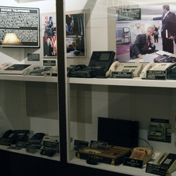 A selection of 'secure telephones'.  This was beside the nearly-room-size machine that preceded it.