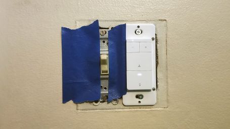 Sketchy temporary install of my first "smart" switch.