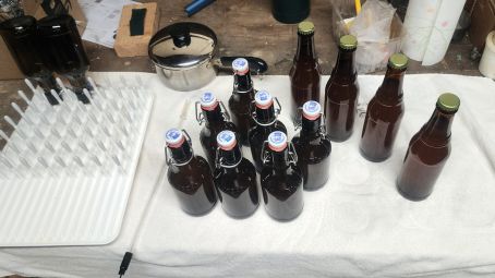My first home brew beer, bottled.