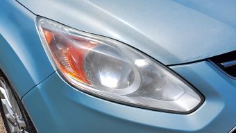 Before, left headlight closeup.