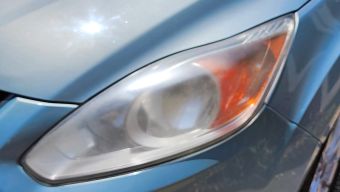 Before, right headlight closeup.