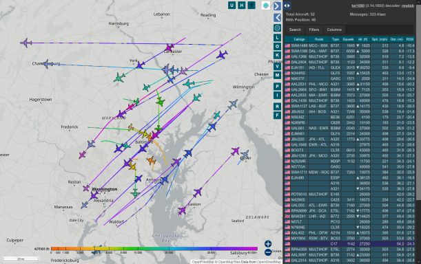 A representative view of nearby air traffic.