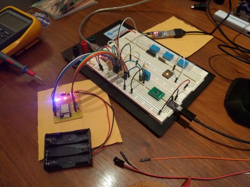 My temperature sensor project in its breadboard infancy stage.