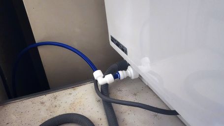 The dishwasher supply, hooked up.