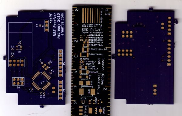 The NES receiver board for my nesRF project, fabbed by OSH Park.