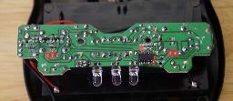 The back of the circuit board of the S800G transmitter before changes, with key areas highlighted.