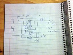 The first bit of planning, measuring the side of the coffee table.